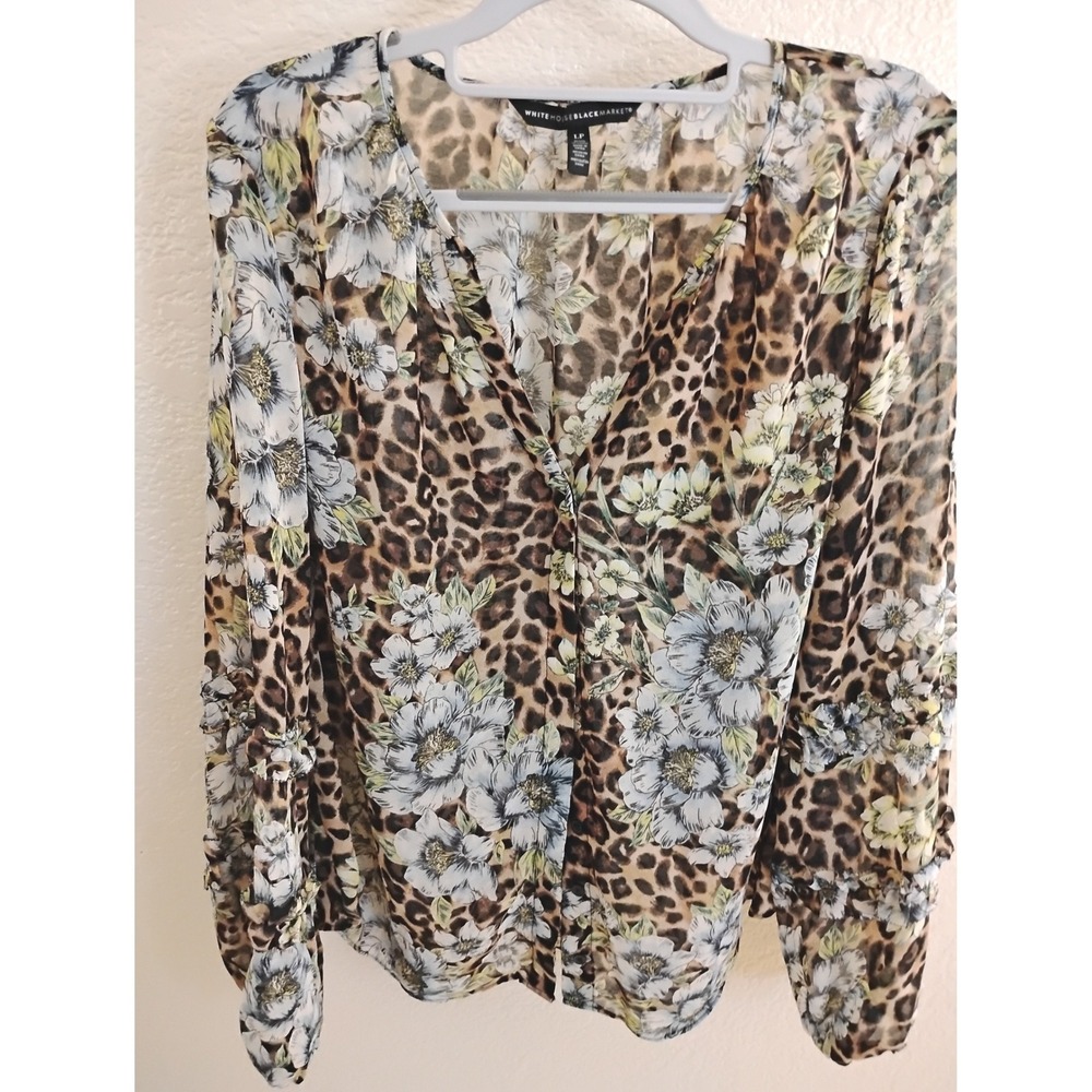 🤎WHBM Sheer Blouse indie sleaze, corporate chic mob wife aesthetic animal boho
